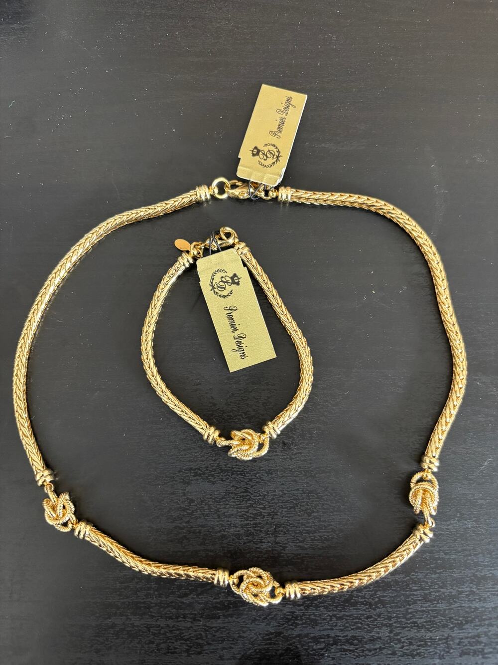 Premiere Designs 'Lakeshore' Necklace Bracelet Set Gold Tone Chunky Chain New